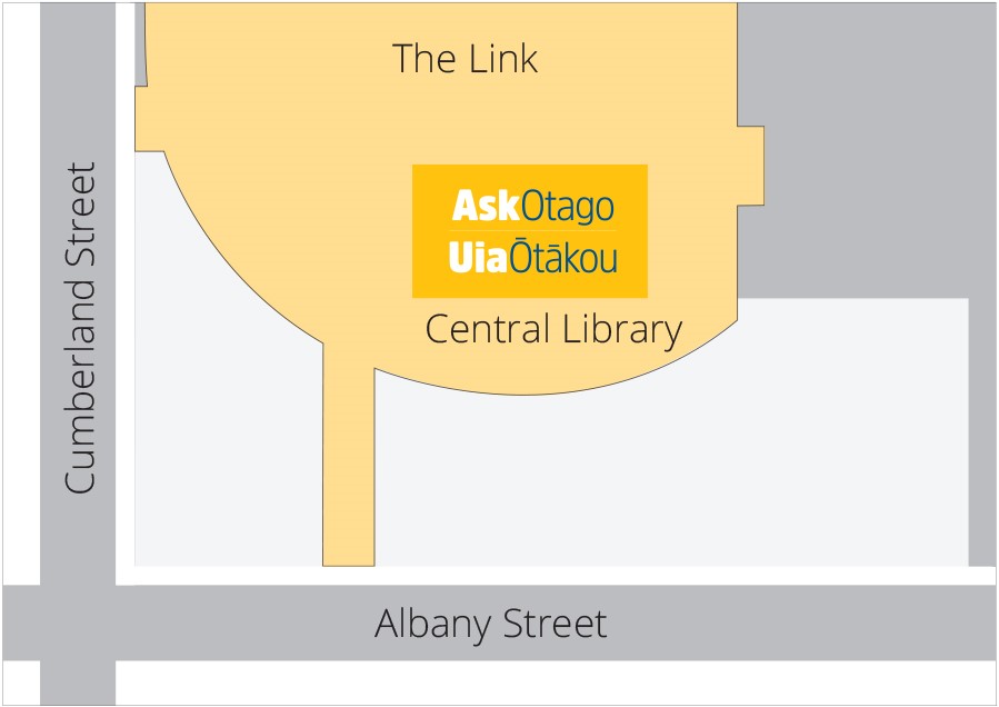 AskOtago central library hub location map